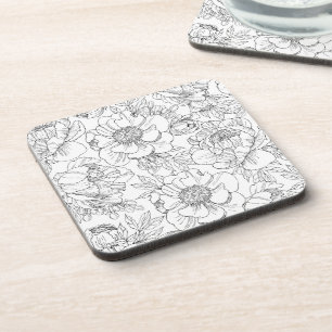 Dessous-de-verre Modèle floral de pivoine vintage
