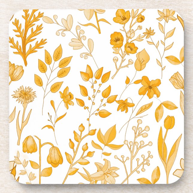 Dessous-de-verre Modèle Floral d'or pour l'automne (Devant)