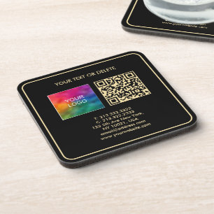 Dessous-de-verre Modèle QR Code QR moderne personnalisé Black Gold