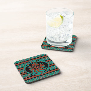 Dessous-de-verre Modèle sud-ouest Tribal Sun Turquoise Kokopelli