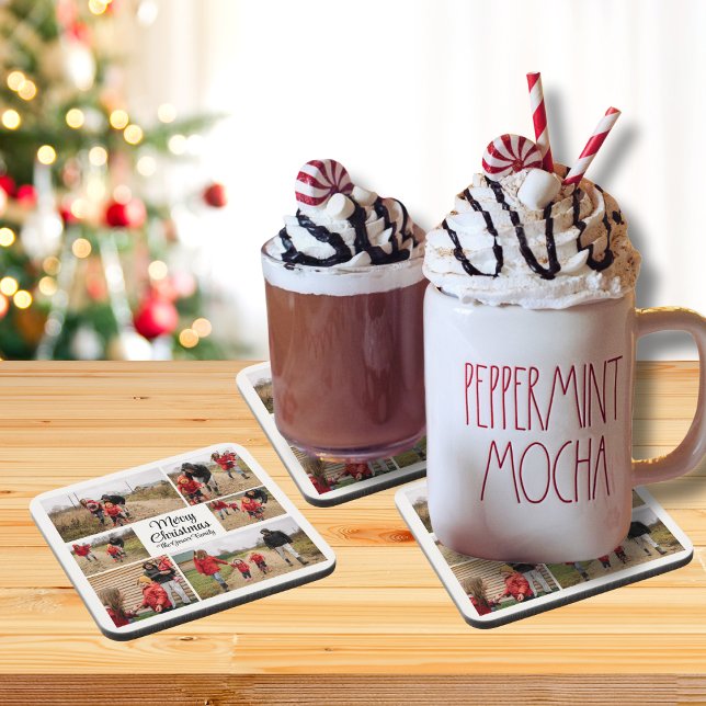 Dessous-de-verre Modern Merry Christmas Family Photo (Créateur téléchargé)