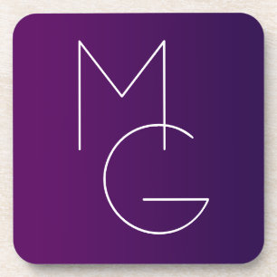 Dessous-de-verre Moderne 2 Initiales Ombre subtile violet profond