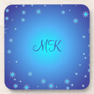 Dessous-de-verre Moderne Blue Stars Motif Personnalisé Monogramme