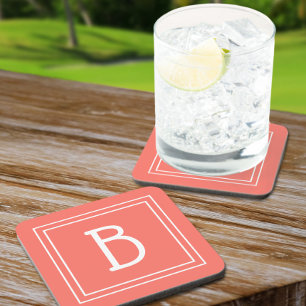 Dessous-de-verre Moderne modèle d'initiales monogramme simple corai