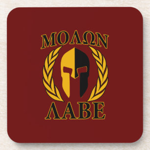 Dessous-de-verre Molon Labe Spartan Mask Laurels Rouge Bourgogne