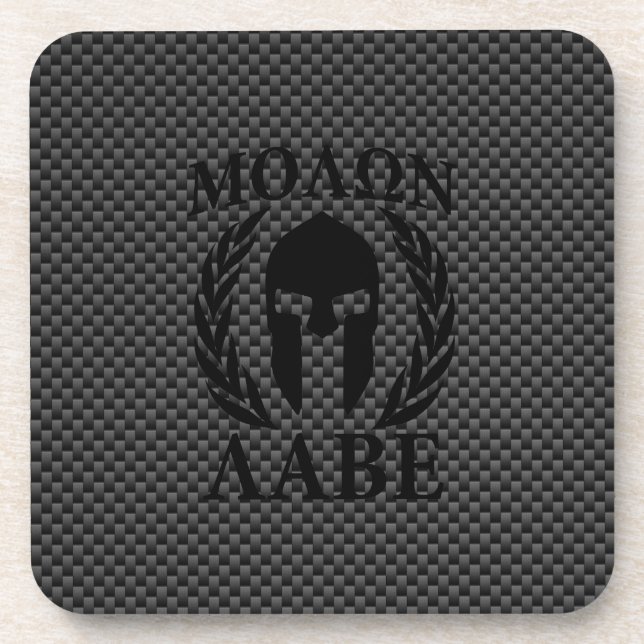 Dessous-de-verre Molon Labe Spartan Warriers Laurels Style carbone (Devant)