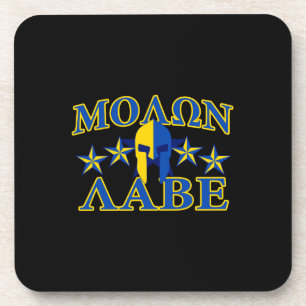 Dessous-de-verre Molon Labe Spartan Warrior 5 étoiles Bleu Jaune