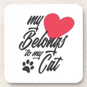 Dessous-de-verre Mon coeur appartient à mon chat Valentine   DESSOU