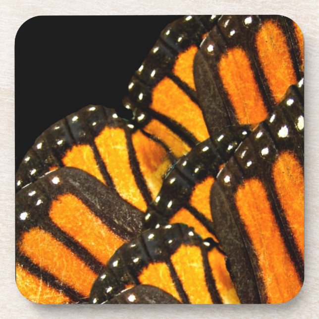 dessous de verre monarque ailes papillon sur noir (Devant)