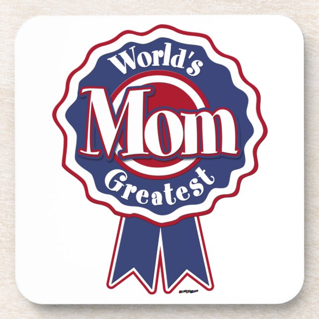 Dessous-de-verre Monde Meilleure Maman Bleu Ruban (Devant)
