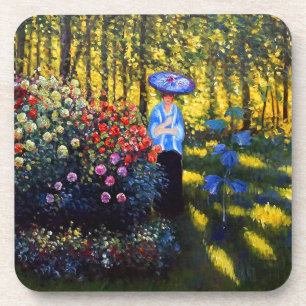 Dessous-de-verre Monet Woman avec un parasol dans le jardin