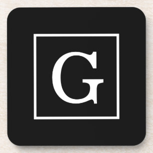 Dessous-de-verre Monograme de Black White Framed Initial