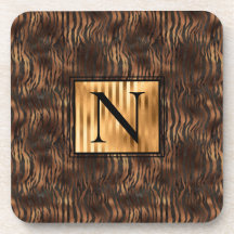 Monogramme Animal Tiger Imprimer Or Elégant Métall