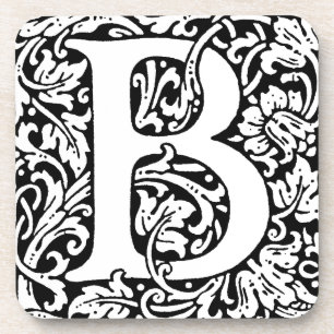 Dessous-de-verre Monogramme B initial. Nom customisé Modèle floral
