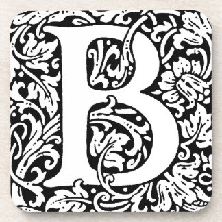 Dessous-de-verre Monogramme B initial. Nom customisé Modèle floral