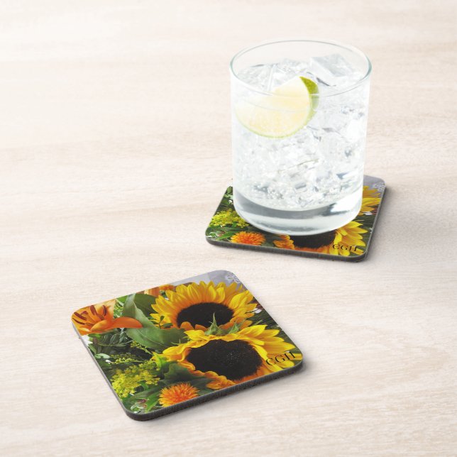 Dessous-de-verre Monogramme Beaux tournesols (6) (Côté Droit)