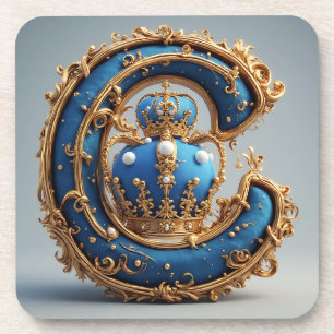 Dessous-de-verre Monogramme C en lettre royale bleue