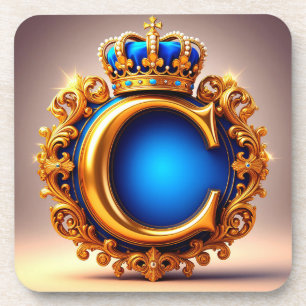 Dessous-de-verre Monogramme C en lettre royale bleue