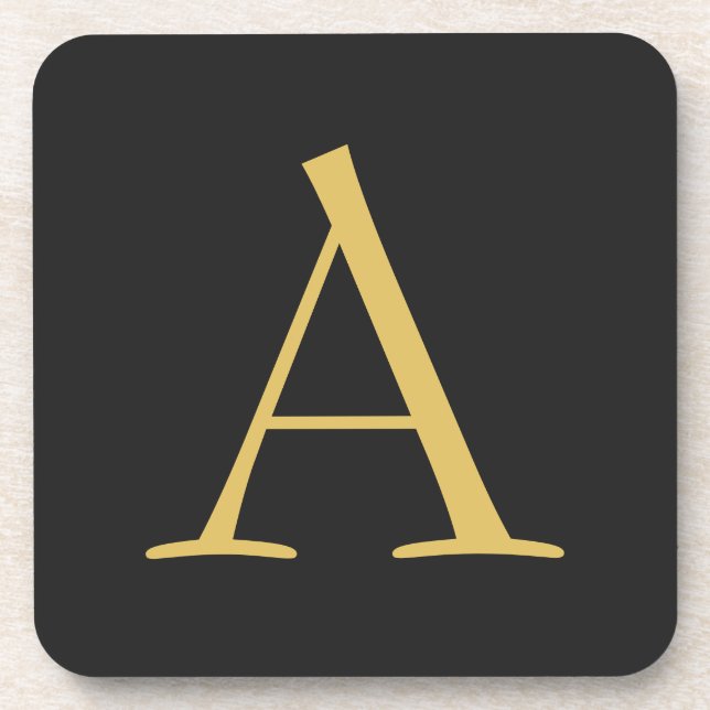 Dessous-de-verre Monogramme couleur or gris professionnel (Devant)