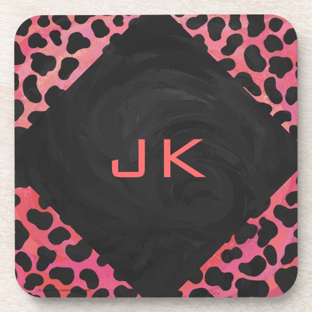 Dessous-de-verre Monogramme Dalmatien Noir et Rouge (Devant)