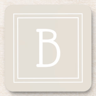 Dessous-de-verre Monogramme de ferme moderne en beige et blanc