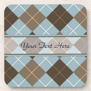 Dessous-de-verre Monogramme de Jacquard Brown, Gold et Sky Blue
