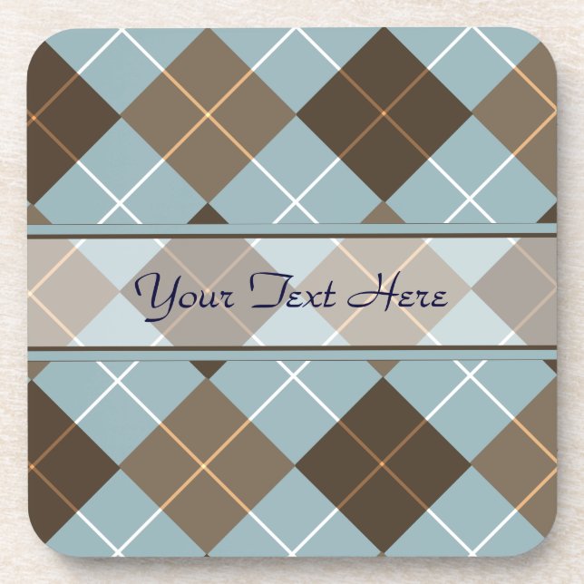 Dessous-de-verre Monogramme de Jacquard Brown, Gold et Sky Blue (Devant)