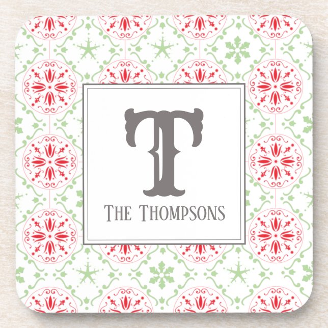 Dessous-de-verre Monogramme de Noël des flocons de neige tendance (Devant)