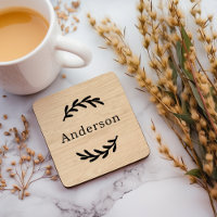 Monogramme de nom en bois naturel rustique laurier