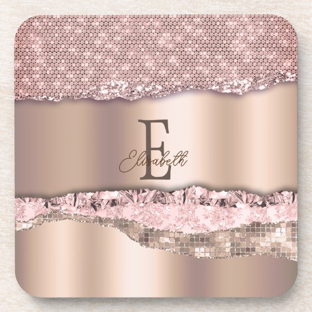 Dessous-de-verre Monogramme de Parties scintillant Gold Diamonds Ro (Devant)
