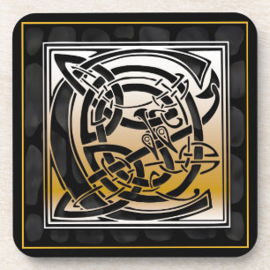 Dessous-de-verre Monogramme de pierre noire Celtique "C" Dessous de