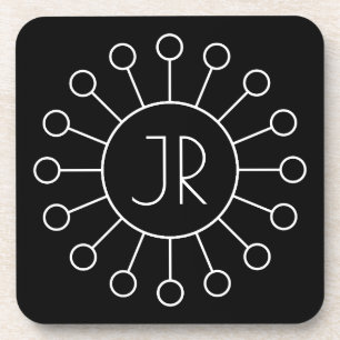 Dessous-de-verre Monogramme de style Logo Vintage cool   Noir et bl