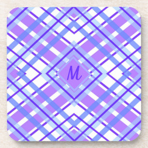 Dessous-de-verre Monogramme doux violet bleu pastel Plaid