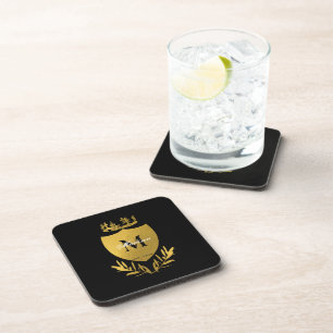 Dessous-de-verre Monogramme du bouclier royal noir et or