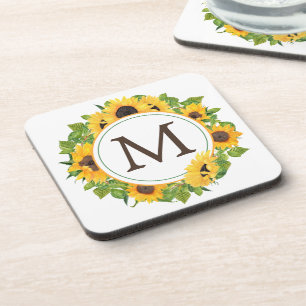 Dessous-de-verre Monogramme du cercle de tournesol