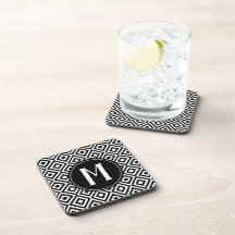 Monogramme élégant noir et blanc avec motif géomét