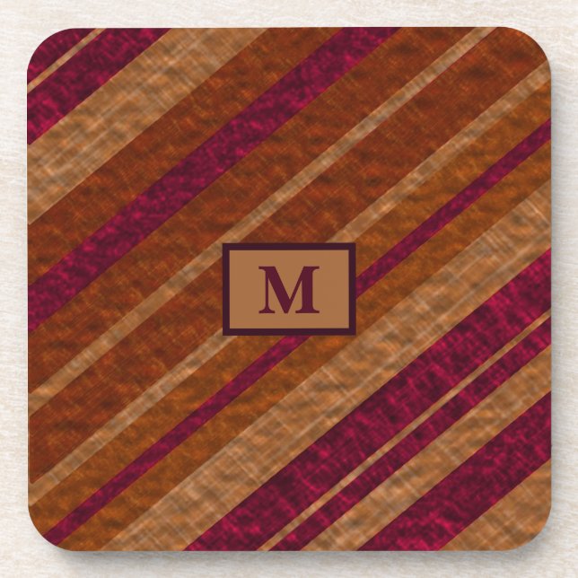 Dessous-de-verre Monogramme Élégant Violet Brown Diagonal Stripes (Devant)