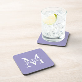 Dessous-de-verre Monogramme et nom Elegant Purple Personnalisé