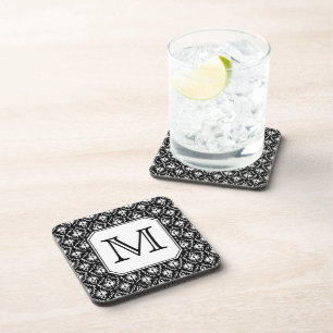 Dessous-de-verre Monogramme fait sur commande. Modèle noir et blan