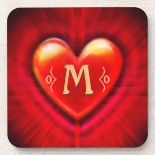 Dessous-de-verre Monogramme initial sur mesure du coeur rouge Desso