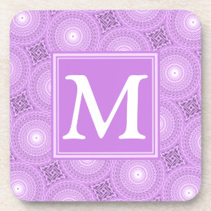 Dessous-de-verre Monogramme lilas cercles pourpres motif