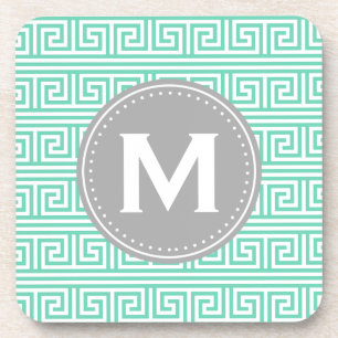 Dessous-de-verre Monogramme Moderne Monnaie grecque Motif clé