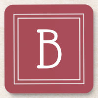 Monogramme Moderne Rouge Cramoisi & Initial Blanc