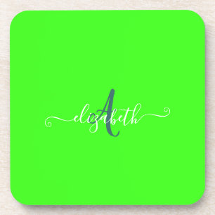 Dessous-de-verre Monogramme Néon Fluorescent Vert