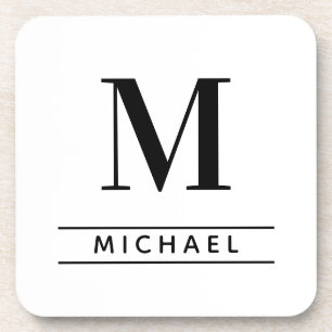 Dessous-de-verre Monogramme noir classique personnalisé Première ét
