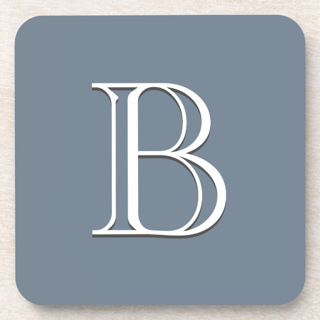 Dessous-de-verre Monogramme personnalisé Initial Moyen Bleu & Blanc (Devant)