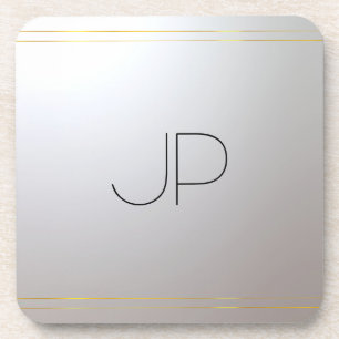 Dessous-de-verre Monogramme personnalisé Modèle initial Gold Silver