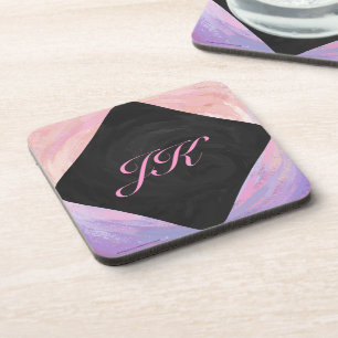 Dessous-de-verre Monogramme rose clair et noir