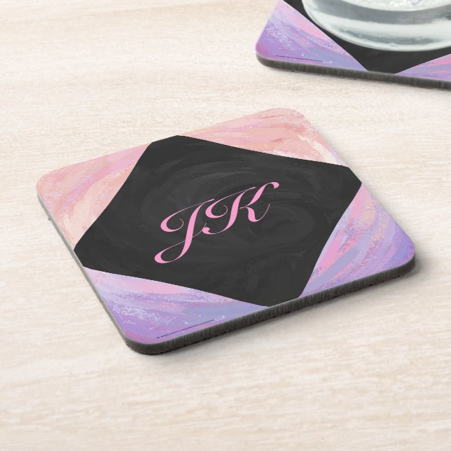 Dessous-de-verre Monogramme rose clair et noir (Côté gauche)