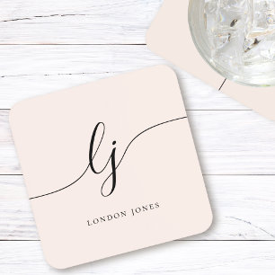 Dessous-de-verre Monogramme Simple Élégante Calligraphie Feminine